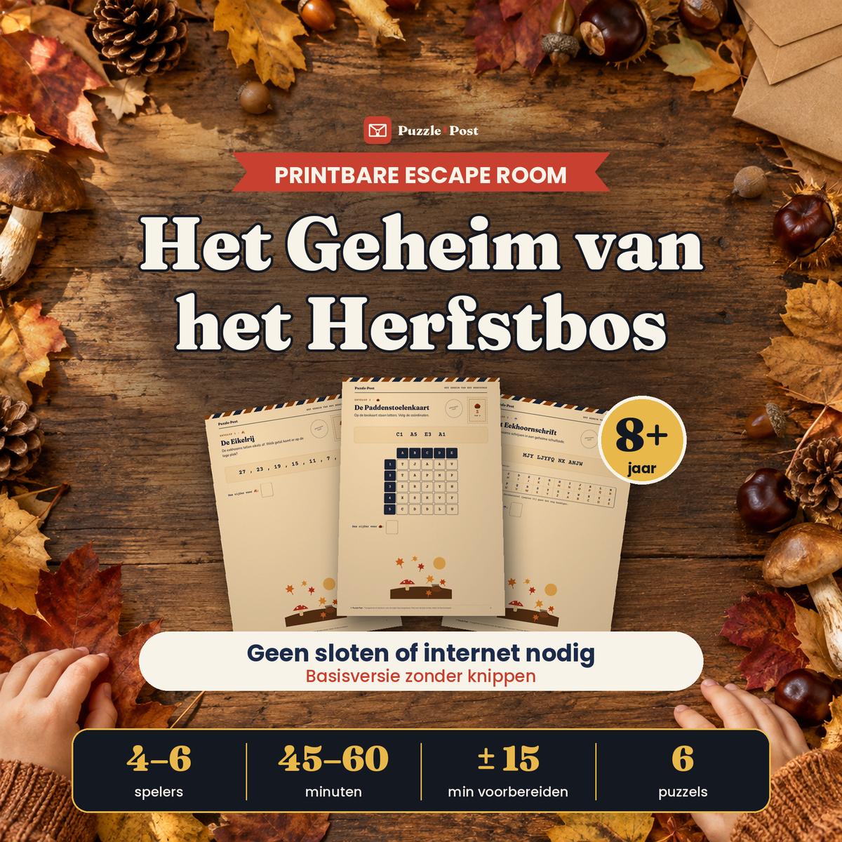 Het Geheim van het Herfstbos – printbare herfst-escape room van Puzzle Post, omslag