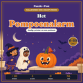 Het Pompoenalarm – printbare Halloween mini-escape room voor 6–10 jaar, omslag met Pompoen Pim en twee kinderen