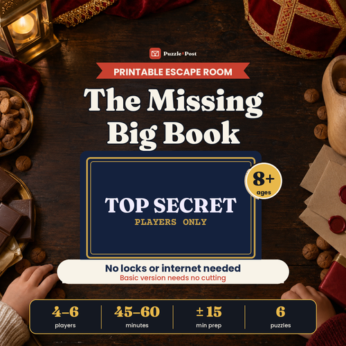 The Missing Big Book – English edition of the printable Sinterklaas escape room, cover