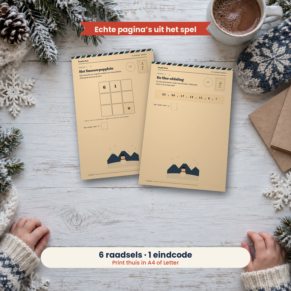 The Frozen Mountain Cabin – players solving the real puzzle pages at the table