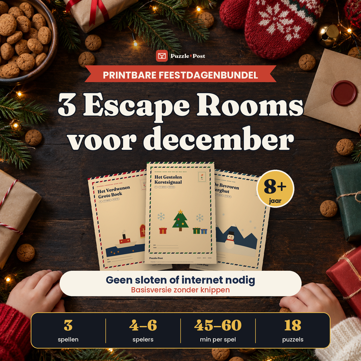 Holiday Bundle – three printable escape rooms: Sinterklaas, Christmas and Winter by Puzzle Post, cover