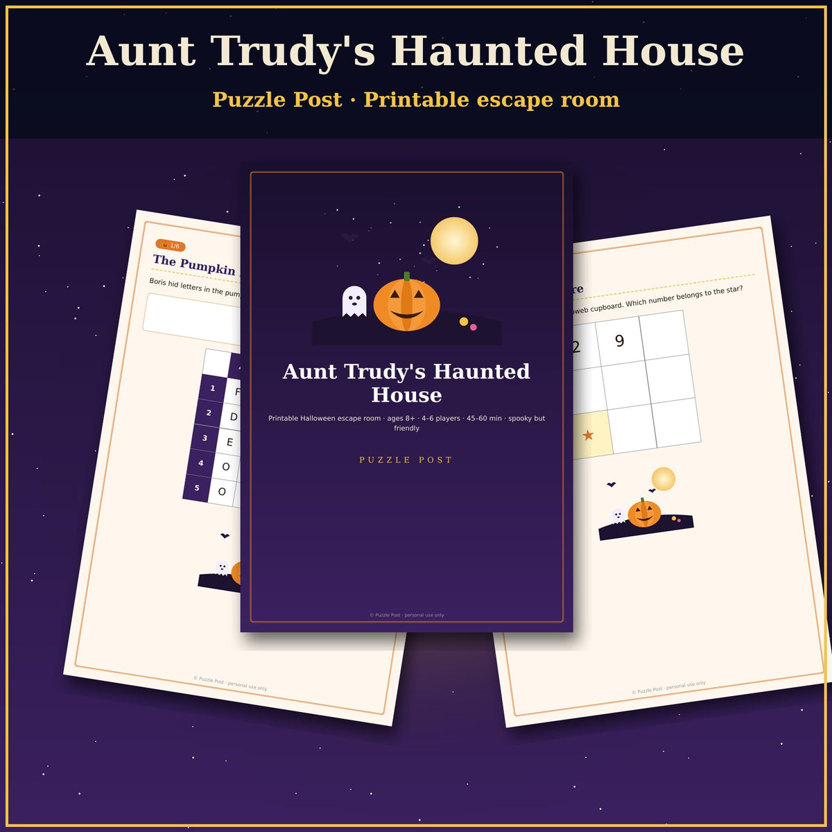 Aunt Trudy's Haunted House – printable Halloween escape room