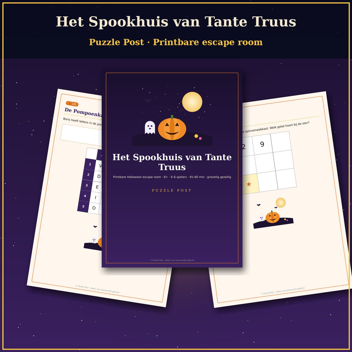 Het Spookhuis van Tante Truus – printbare Halloween escape room
