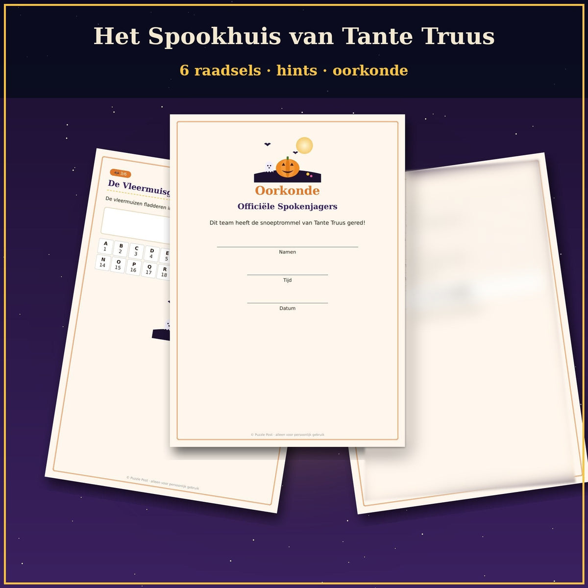 Raadsels, hintkaarten en oorkonde
