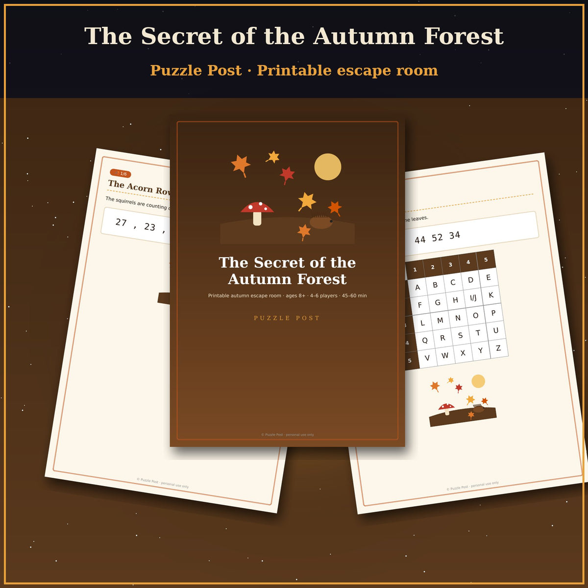 The Secret of the Autumn Forest – printable autumn escape room