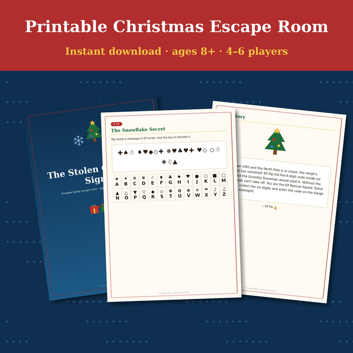 Printable Christmas escape room – cover, story and cipher