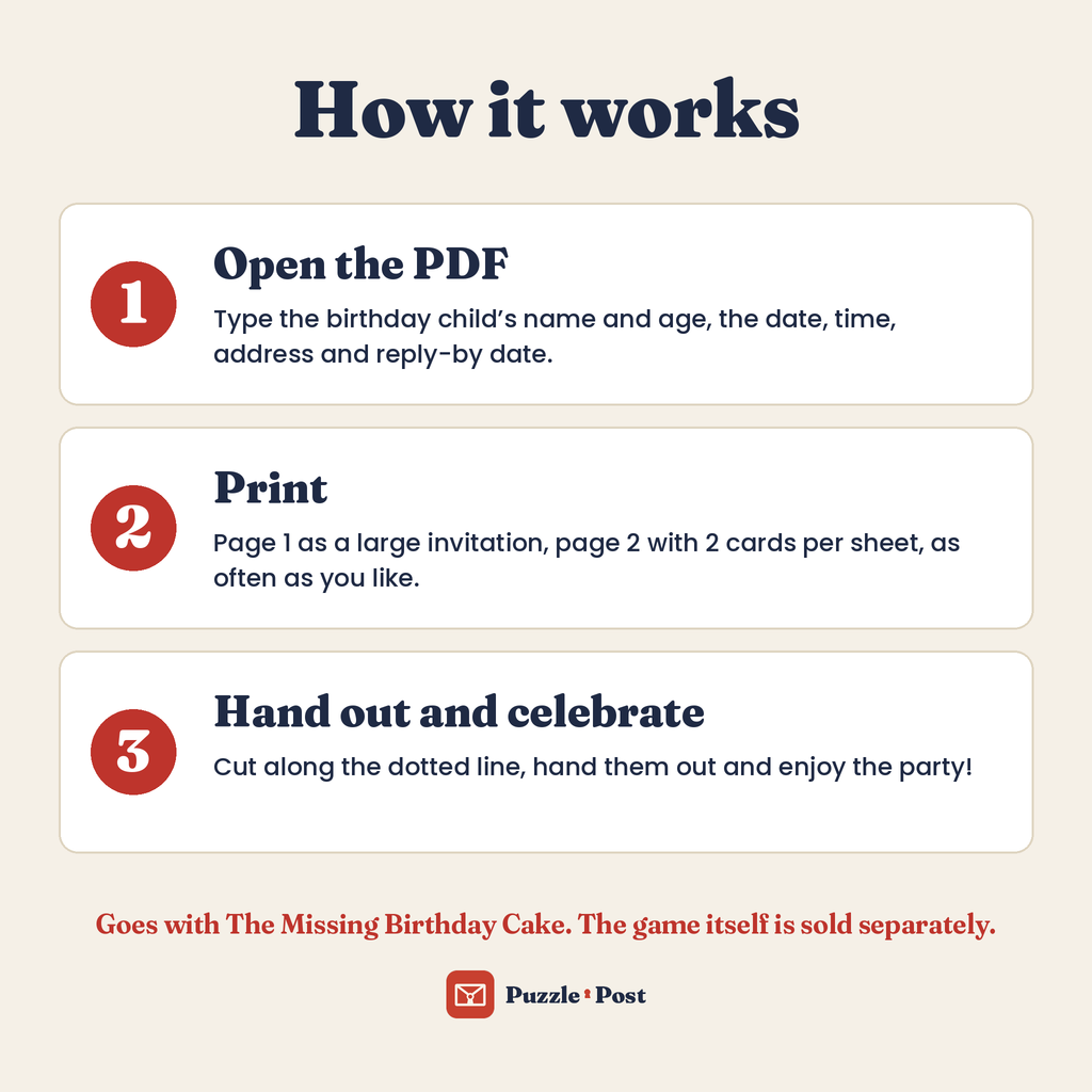 Kids Party Invitation – how it works: fill in, print and hand out
