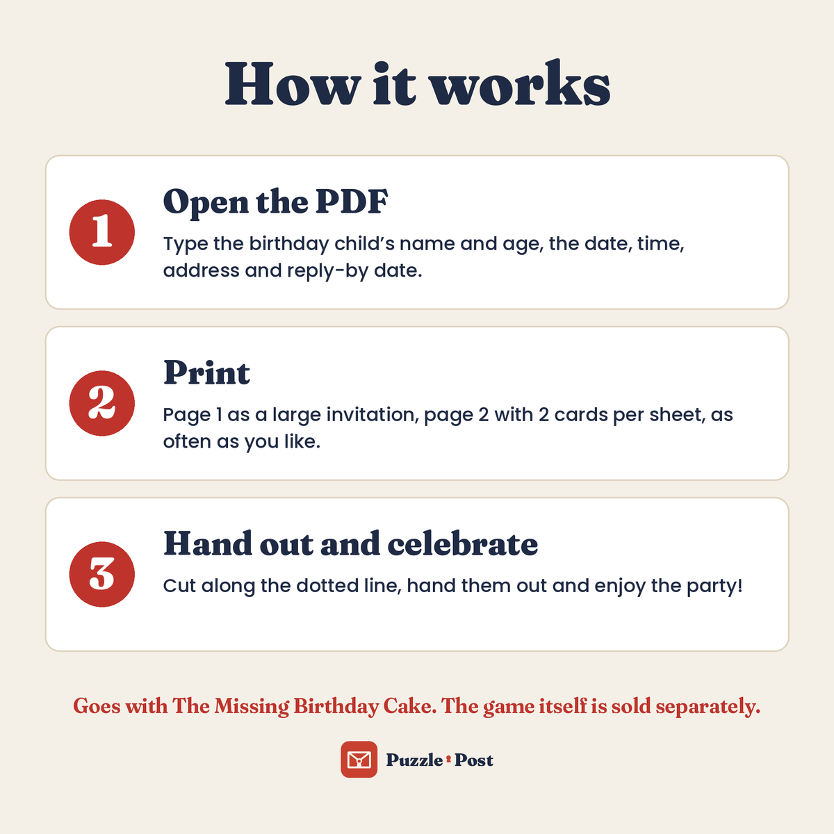 Kids Party Invitation – how it works: fill in, print and hand out