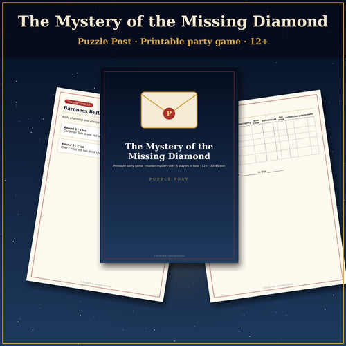 Printable Party Game – “The Mystery of the Missing Diamond”