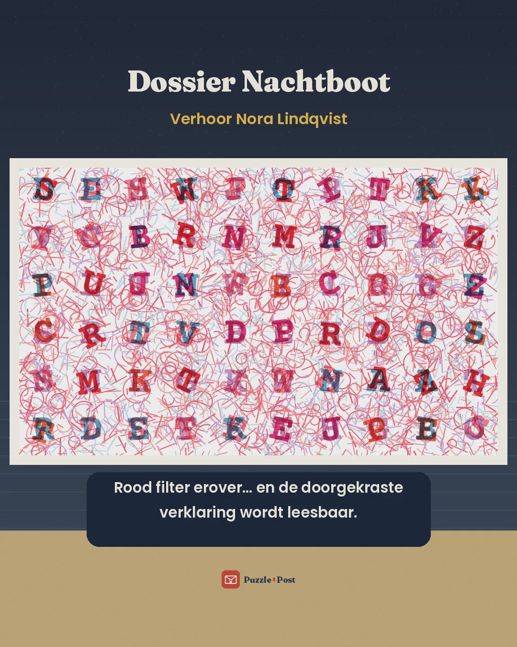 Dossier Nachtboot – het rode filter laat het geheime bericht zien