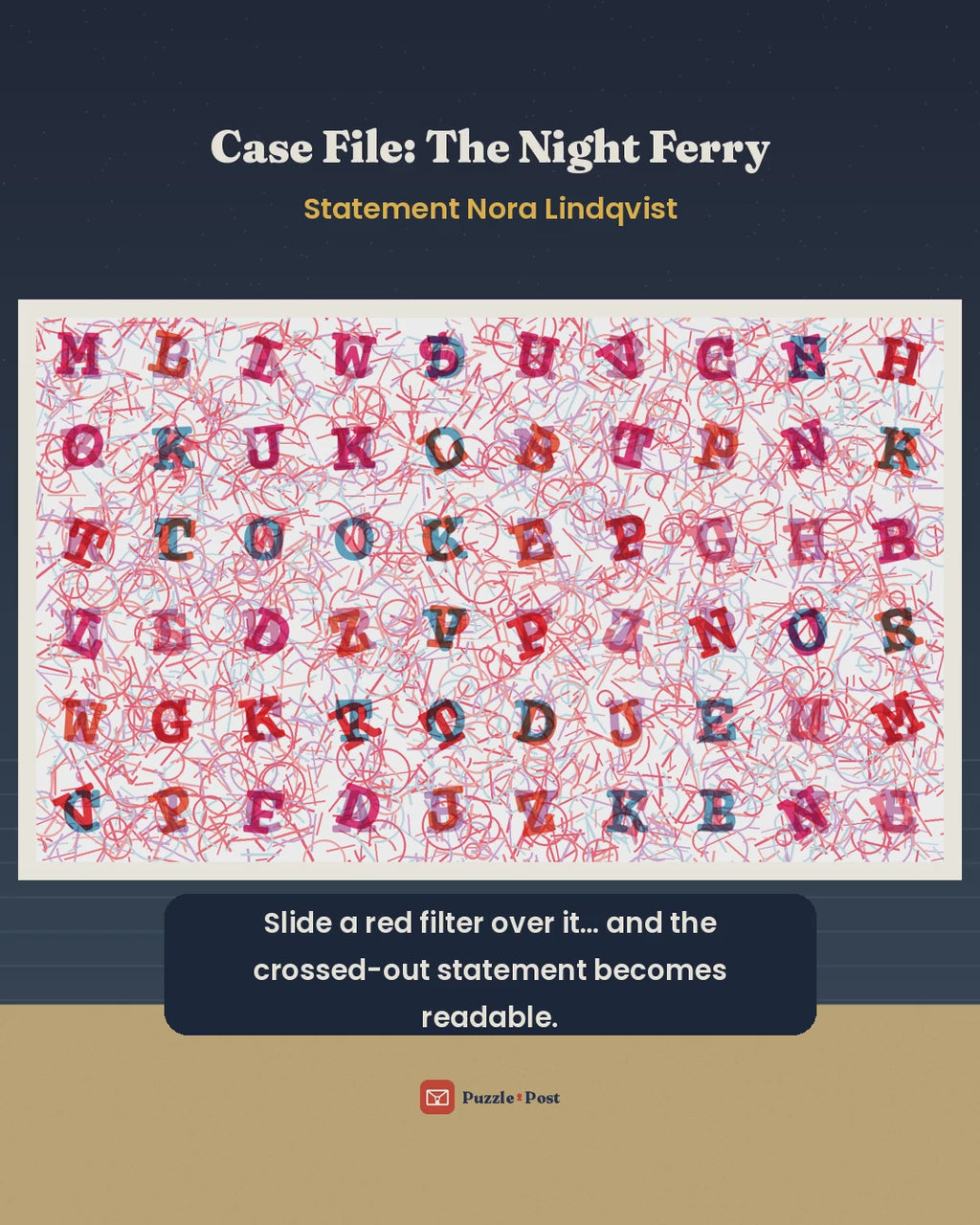 Case File: The Night Ferry – English edition: the red filter reveals the secret message