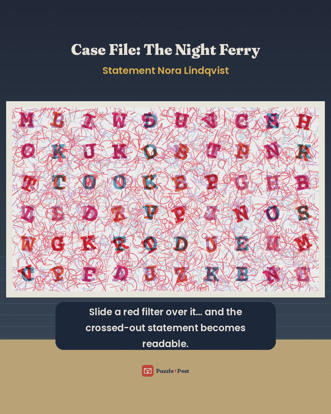 Case File: The Night Ferry – English edition: the red filter reveals the secret message