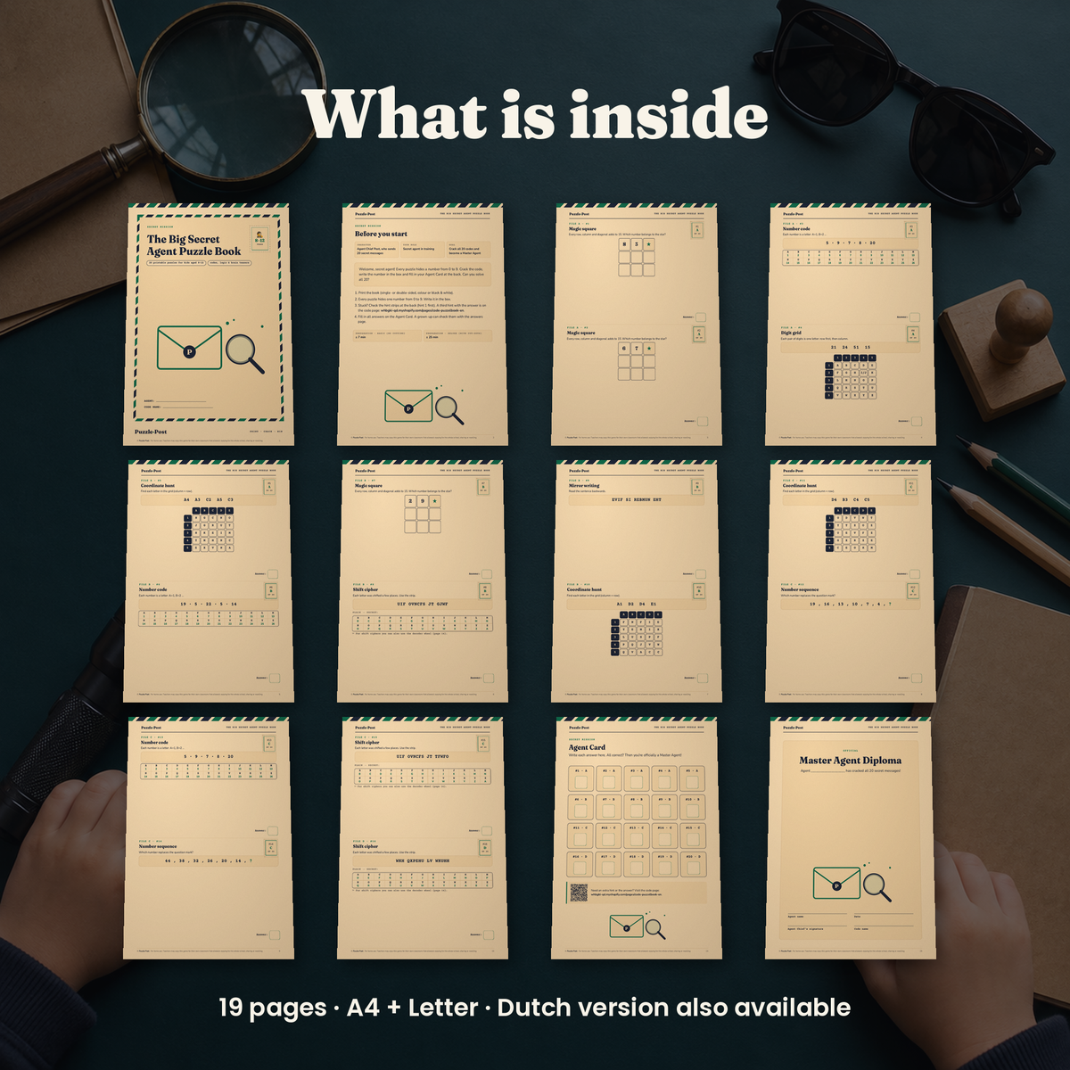 The Big Secret Agent Puzzle Book – what’s inside: 20 secret agent puzzles