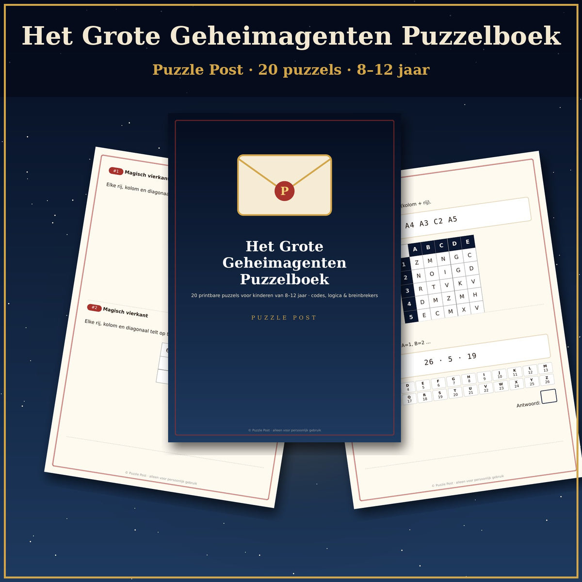 Printbaar Puzzelboek voor Kinderen 8–12 – “Het Grote Geheimagenten Puzzelboek”