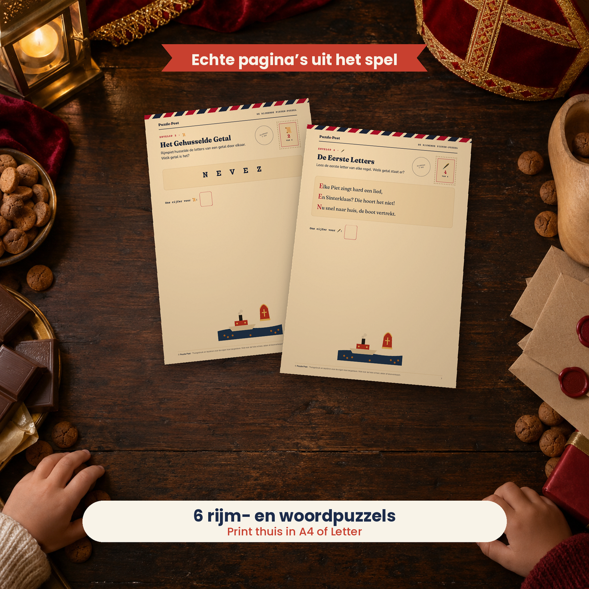 The Rhyming Helper Puzzle – players solving the real puzzle pages at the table