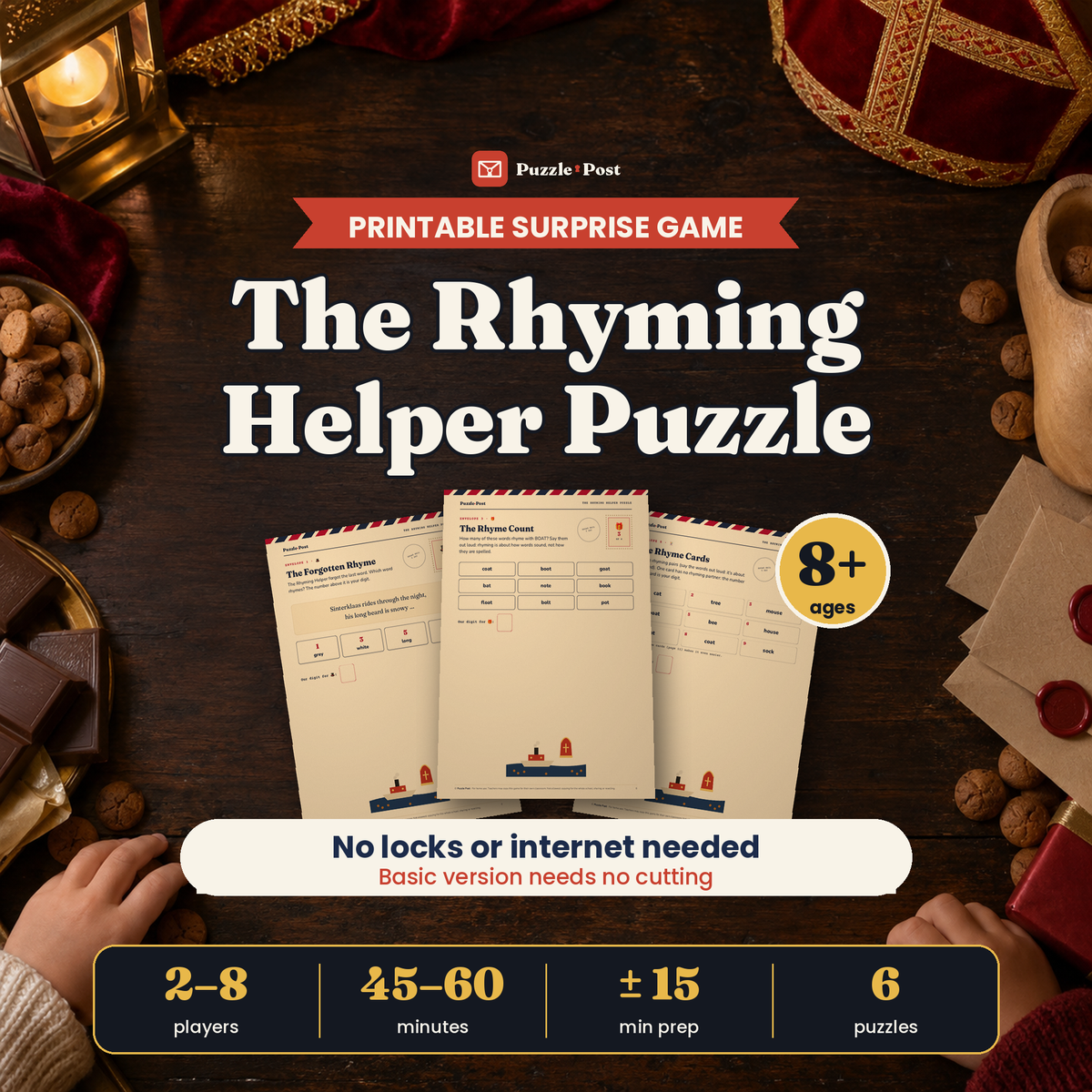The Rhyming Helper Puzzle – Engelstalige editie van De Rijmende Pieten-Puzzel, omslag