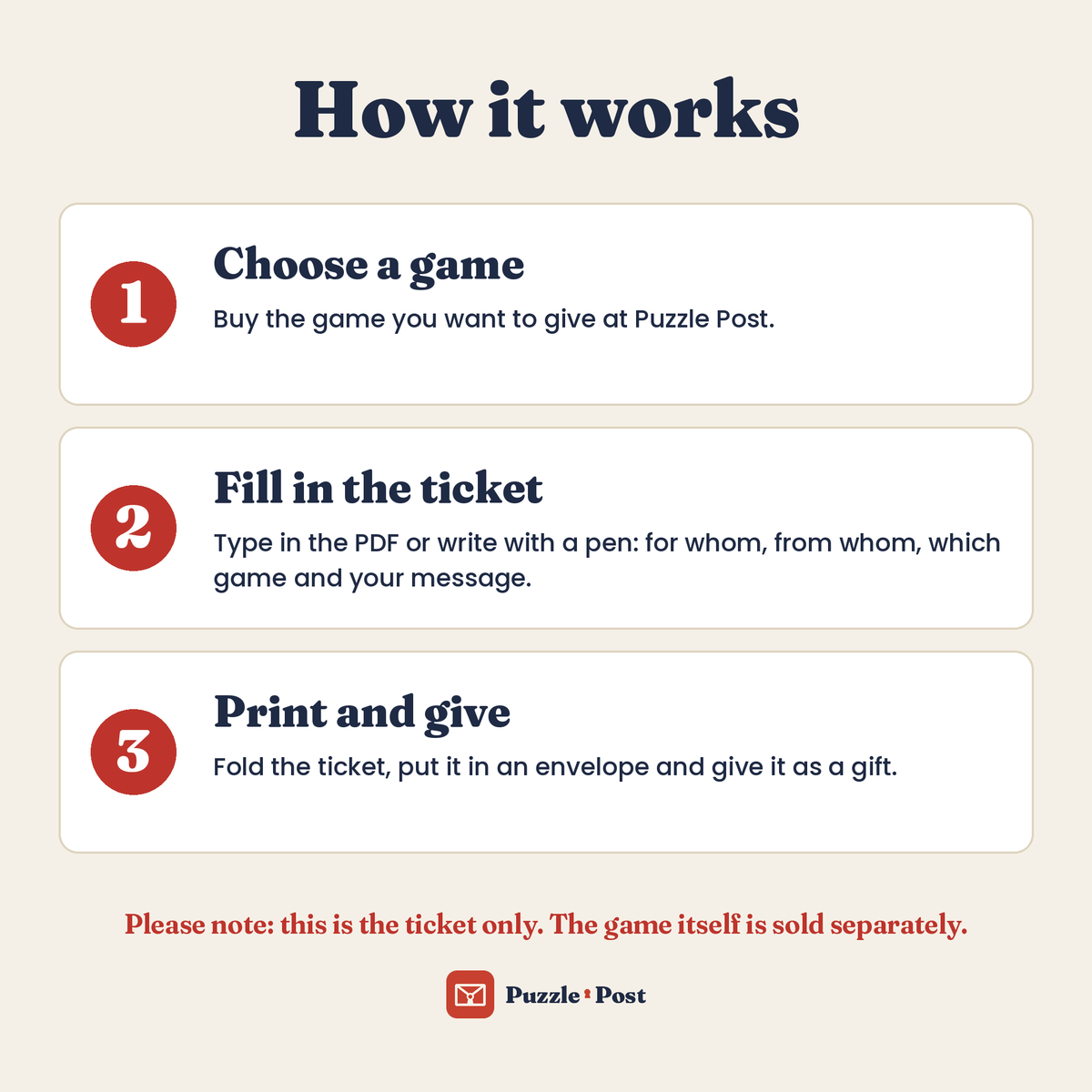 Surprise Ticket – how it works in 3 steps: choose a game, fill in the ticket, print and give