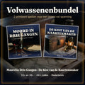 Volwassenenbundel van Puzzle Post – omslagen van Moord in Drie Gangen en De Kist van de Kaartenmaker op een oude houten tafel bij lamplicht
