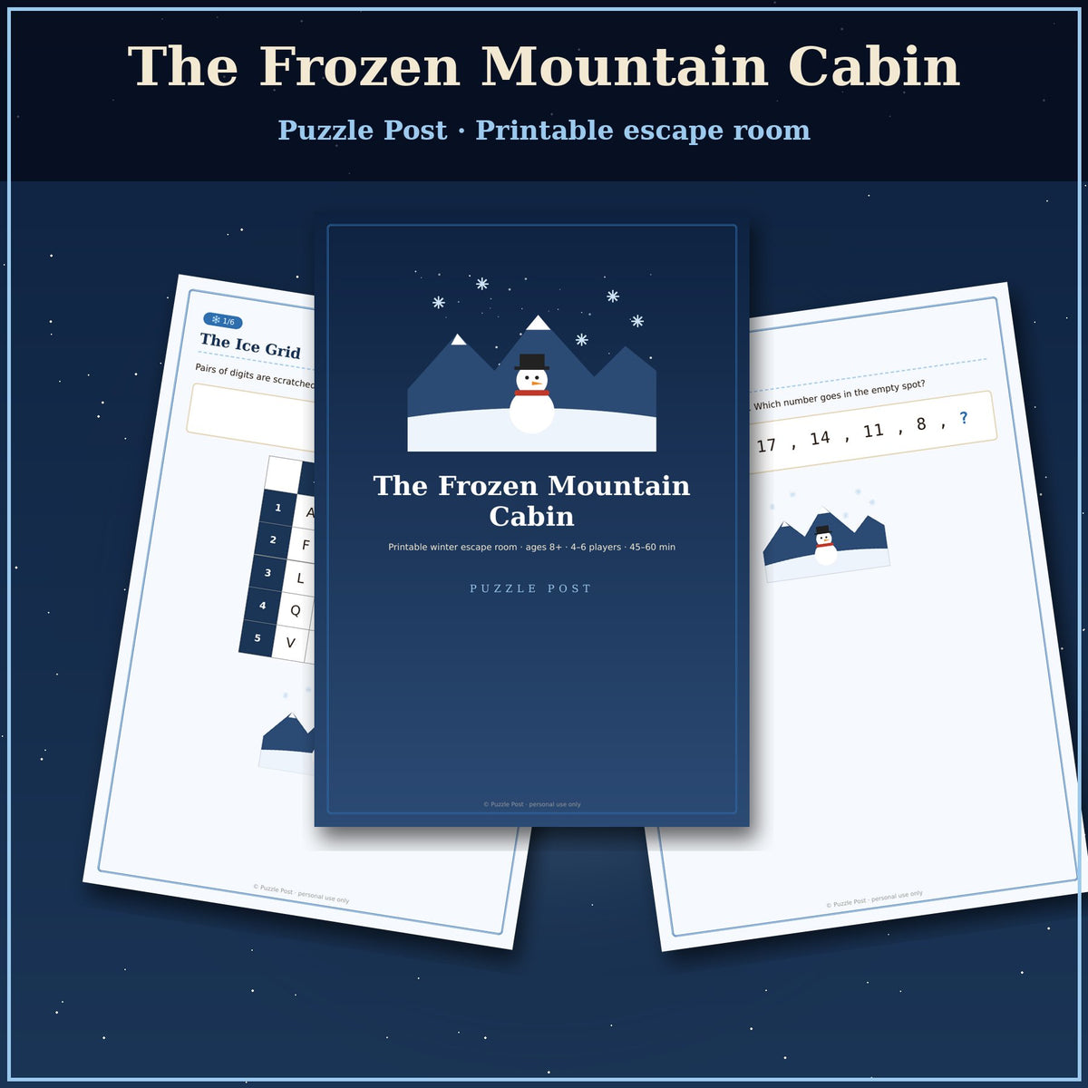 The Frozen Mountain Cabin – printable winter escape room