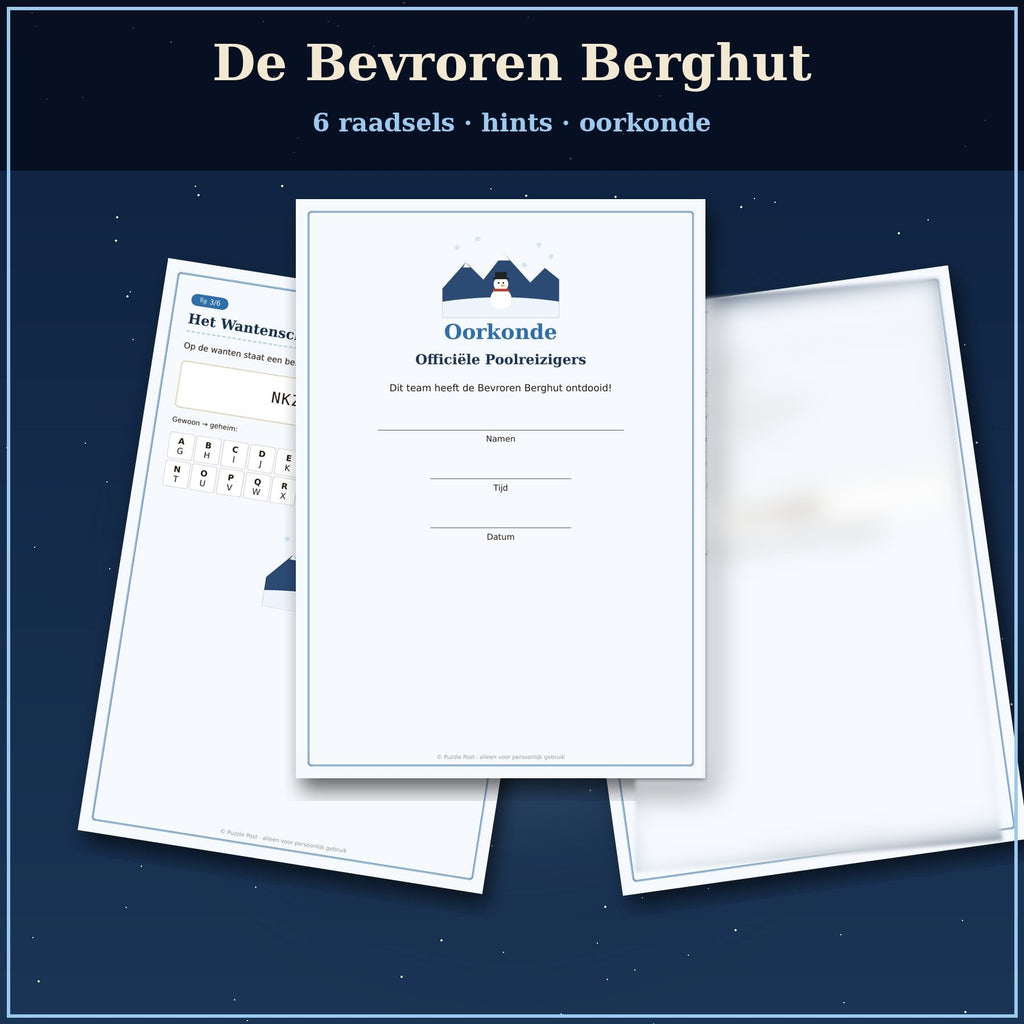 Raadsels, hintkaarten en oorkonde